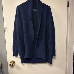 Cozy Navy Blue Open Front Cardigan